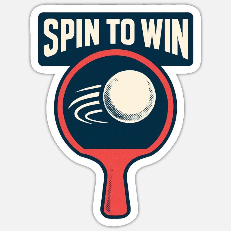 Spin to Win - Ping Pong - Sticker taille S (10 x 10 cm) - blanc mat