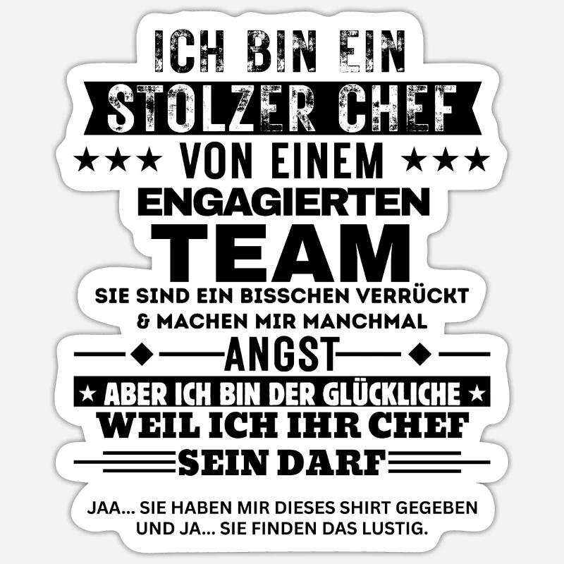 Fier patron d’une équipe dévouée - Sticker taille S (10 x 10 cm) - blanc mat