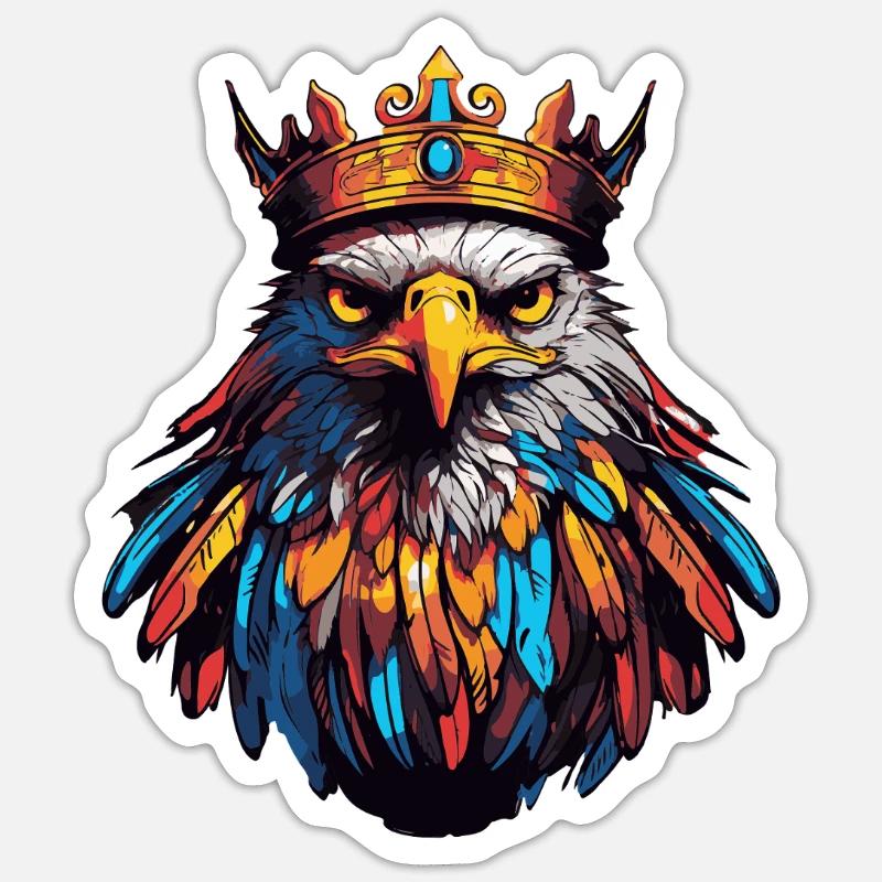 Adler Comic Krone - Sticker Größe S (10 x 10 cm) - Mattweiß