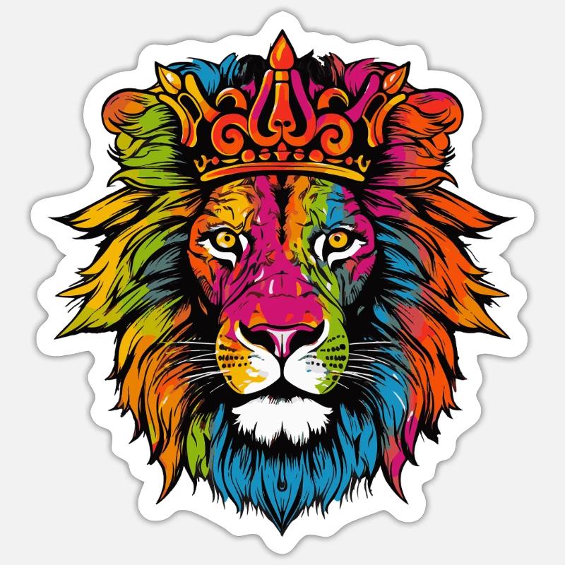 Löwe Tier Krone - Sticker Größe S (10 x 10 cm) - Mattweiß