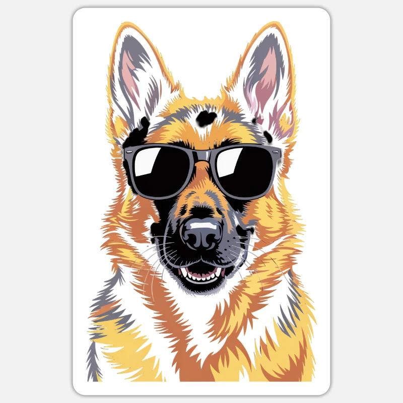 Deutscher Schäferhund - Sticker Größe S (10 x 10 cm) - Mattweiß