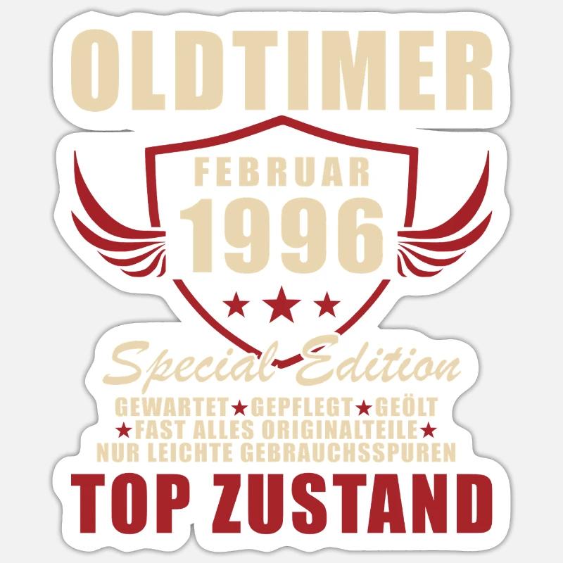 Anniversaire février 1996 - Sticker taille S (10 x 10 cm) - blanc mat