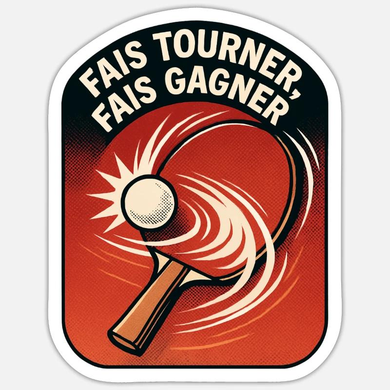 Spin Make Win – Tischtennis - Sticker Größe S (10 x 10 cm) - Mattweiß