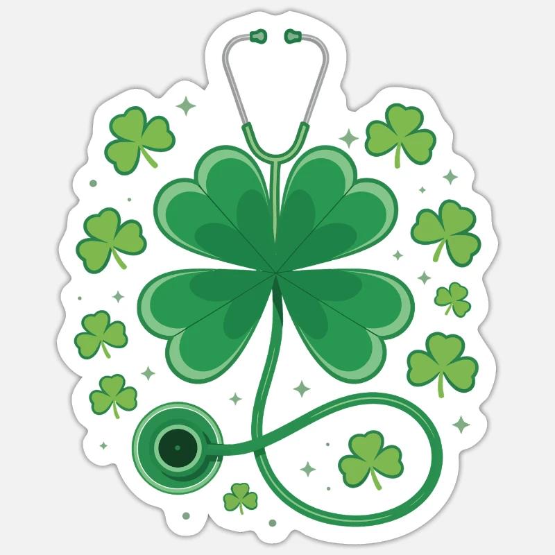 Shamrock Stethoscope Design - Sticker size S (10 x 10 cm) - white matte