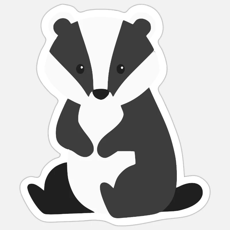 Süßer sitzender dachs minimalistischen Stil Sticker Größe S (10 x 10 cm)