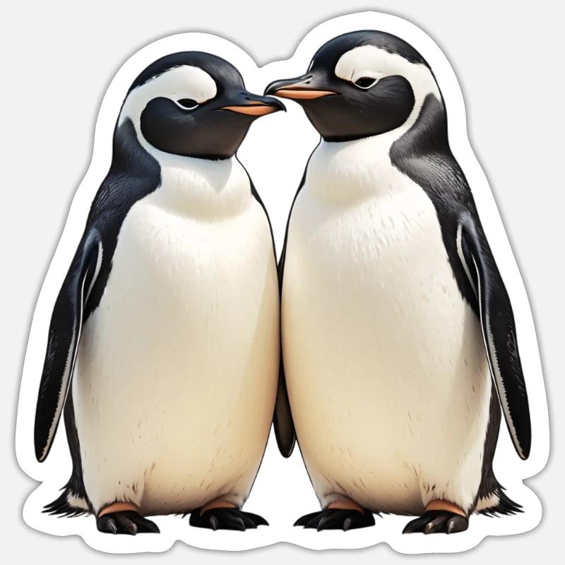 Cuddly penguin duo in view - Sticker size S (10 x 10 cm) - white matte