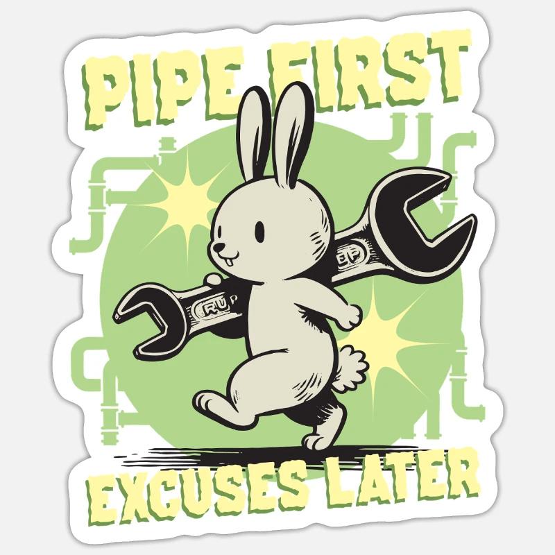 Rohrleger Rohrleitungsbauer Pipe First - Sticker Größe S (10 x 10 cm) - Mattweiß