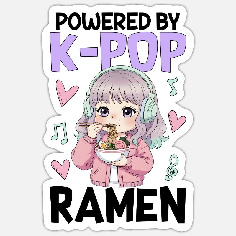 Powered By K-Pop Ramen - Sticker size S (10 x 10 cm) - white matte