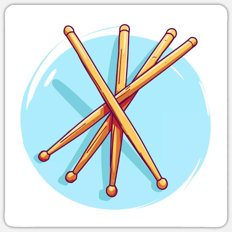 Drumsticks Drawing - Sticker size S (10 x 10 cm) - white matte