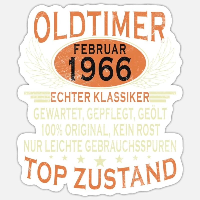 Oldtimer 1966 Jahrgang 60. Geburtstag Geschenk - Sticker Größe S (10 x 10 cm) - Mattweiß
