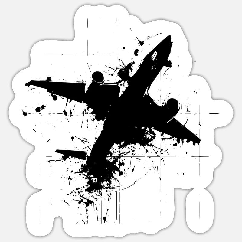 Airplane Drawing - Sticker size S (10 x 10 cm) - white matte