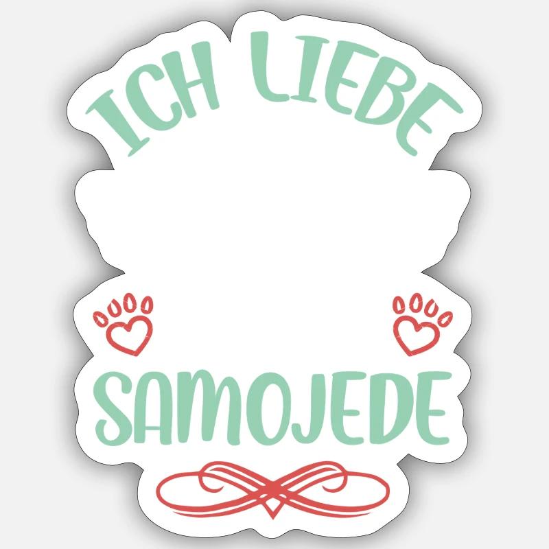 J’aime mon Samoyède - Sticker taille S (10 x 10 cm) - blanc mat