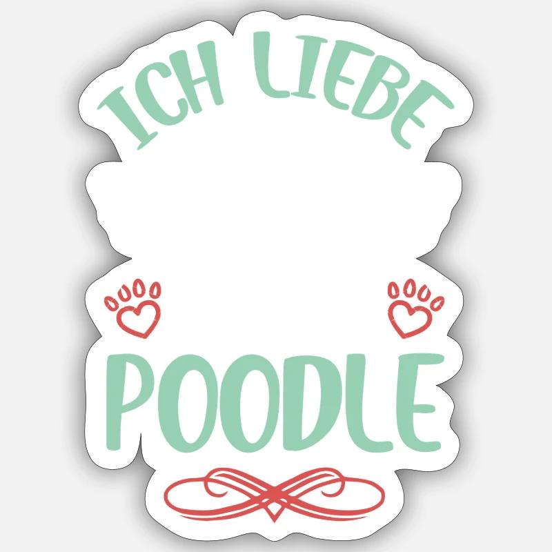 J’adore mon caniche - Sticker taille S (10 x 10 cm) - blanc mat