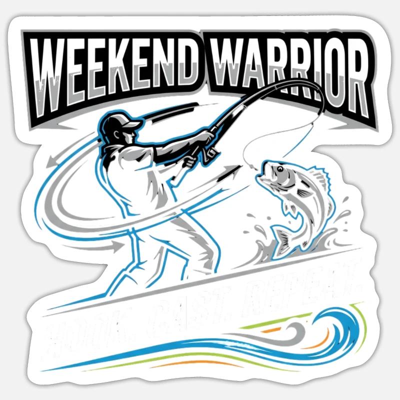 Weekend Warrior Hook Cast Repeat Angler Sticker Größe S (10 x 10 cm)
