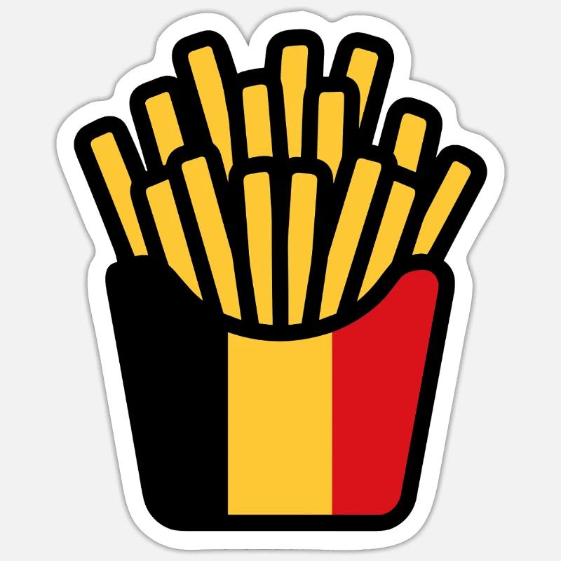 Frites Pop Art Jaune Rouge - Sticker taille S (10 x 10 cm) - blanc mat