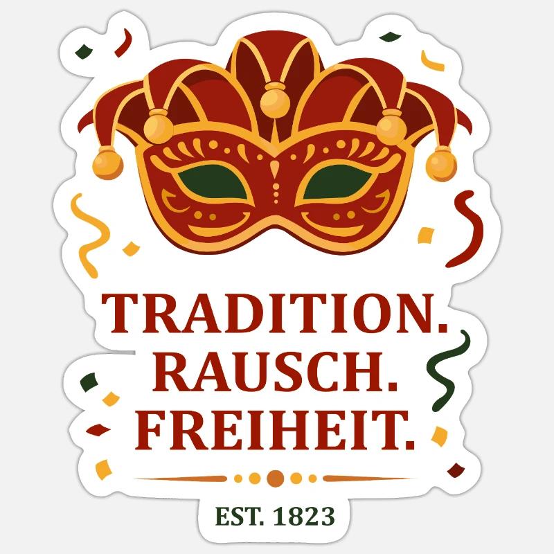 Tradition. Intoxication. La liberté. – Masque de carnaval Sticker taille S (10 x 10 cm)