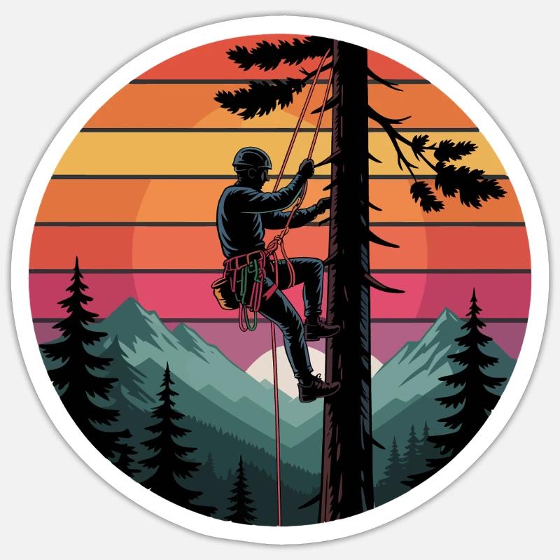 Kletterer im Abendrot Waldlandschaft Sticker Größe S (10 x 10 cm)