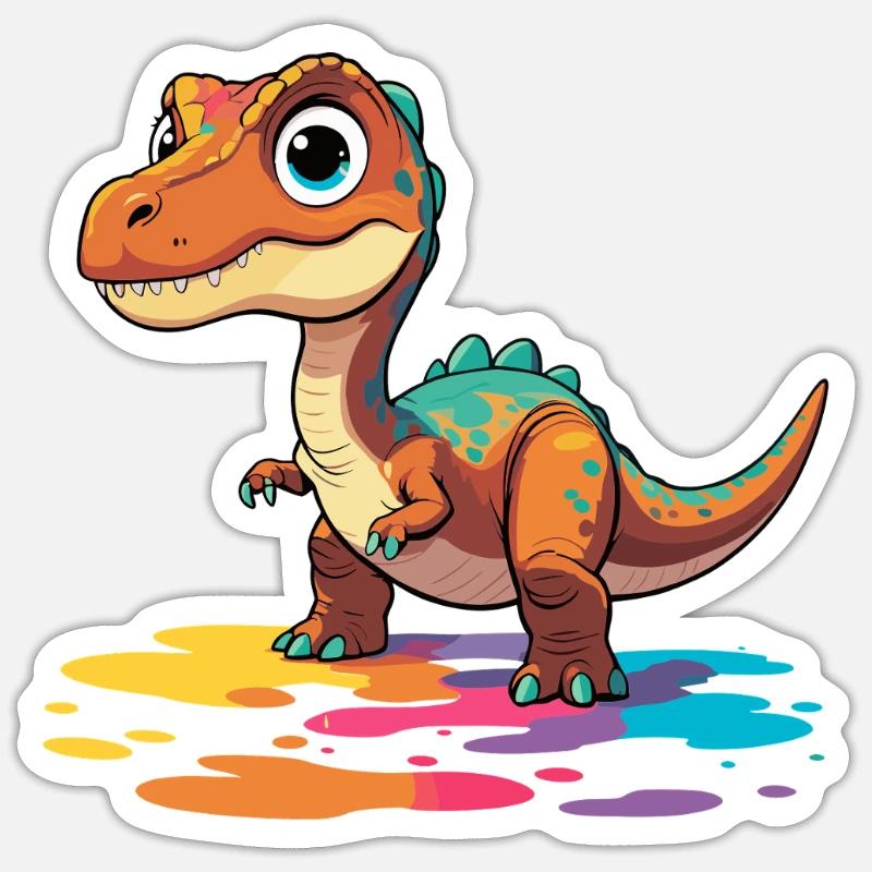 Bunter Dinosaurier Farbklecks - Sticker Größe S (10 x 10 cm) - Mattweiß