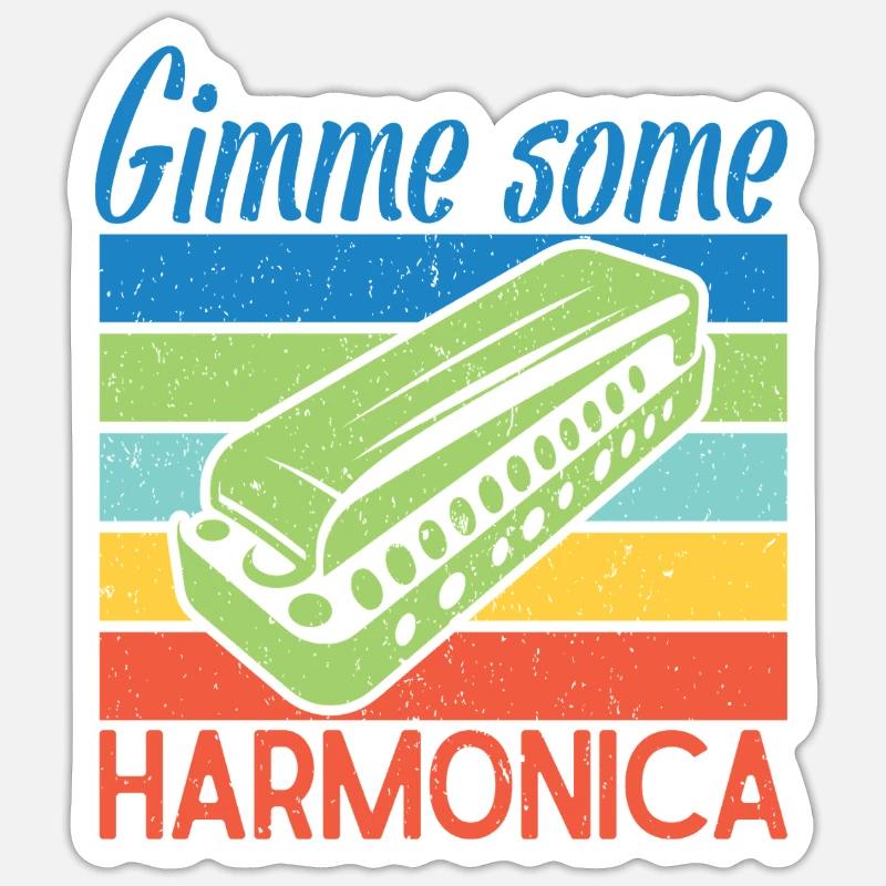 Funny Harmonica Player Gimme Some Harmonica Sticker Größe S (10 x 10 cm)