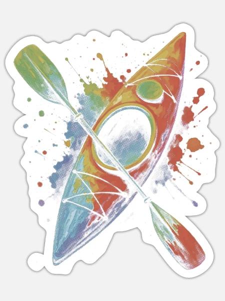 Buntes Kajakfahren – Wassersport Spritzkunst - Sticker Größe S (10 x 10 cm) - Mattweiß