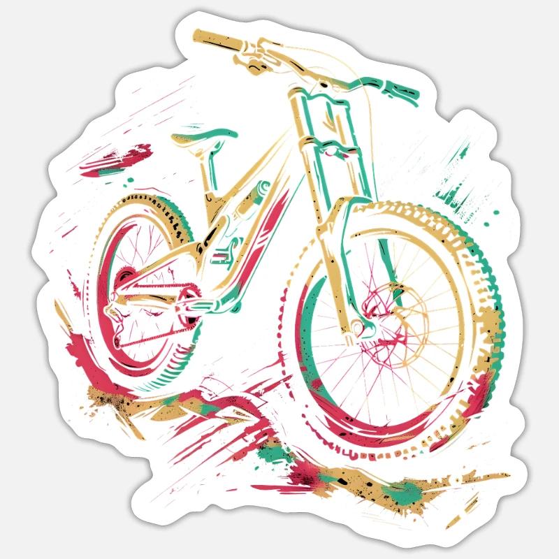 VTT rétro - Sticker taille S (10 x 10 cm) - blanc mat