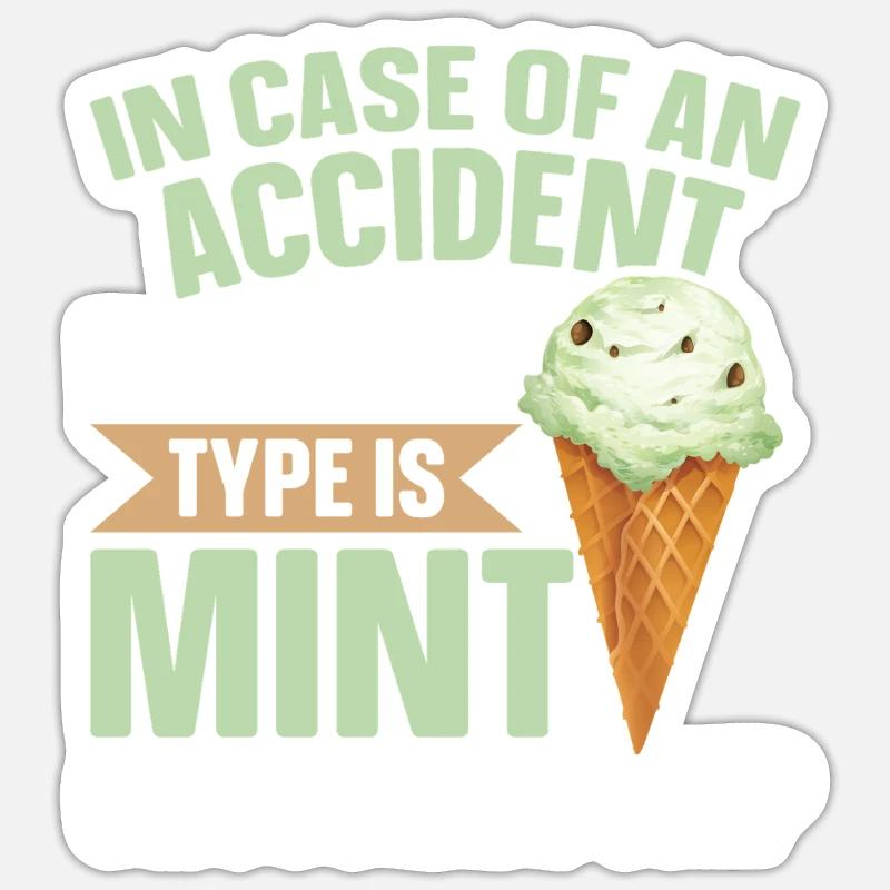 Mint Chocolate Chip Flavour Waffle Cone Mint Sticker size S (10 x 10 cm)