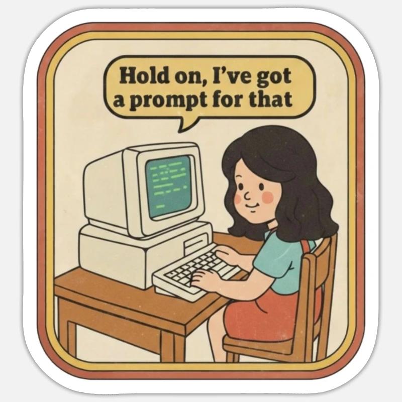 Hold On I've Got A Prompt For That - Mädchen Sticker Größe S (10 x 10 cm)