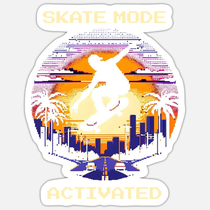 Skate Mode Enabled | Skateboarding - Sticker size S (10 x 10 cm) - white matte