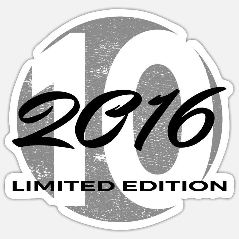 10. Geburtstag 2016 Jungen und Mädchen Geschenk - Sticker Größe S (10 x 10 cm) - Mattweiß