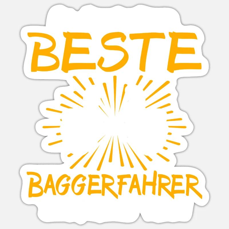 Baggerfahrer Geschenkidee - Sticker Größe S (10 x 10 cm) - Mattweiß
