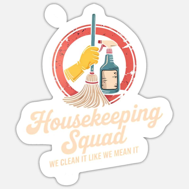 Lustiges Putzen Design - Sticker Größe S (10 x 10 cm) - Mattweiß