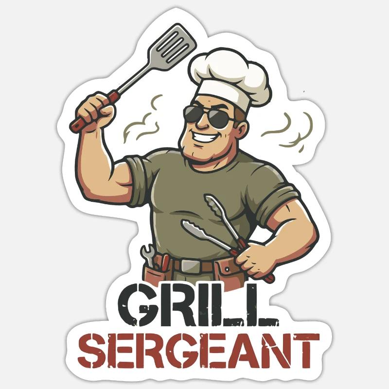 Grill Sergeant Funny BBQ Grill Chef Sticker size S (10 x 10 cm)