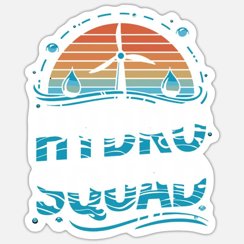 Hydro Squad Énergie Renouvelable Hydroélectricité - Sticker taille S (10 x 10 cm) - blanc mat