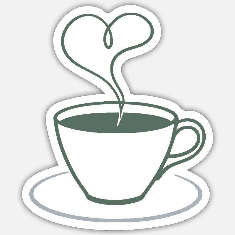 Herzdampf Kaffee Illustration - Sticker Größe S (10 x 10 cm) - Mattweiß