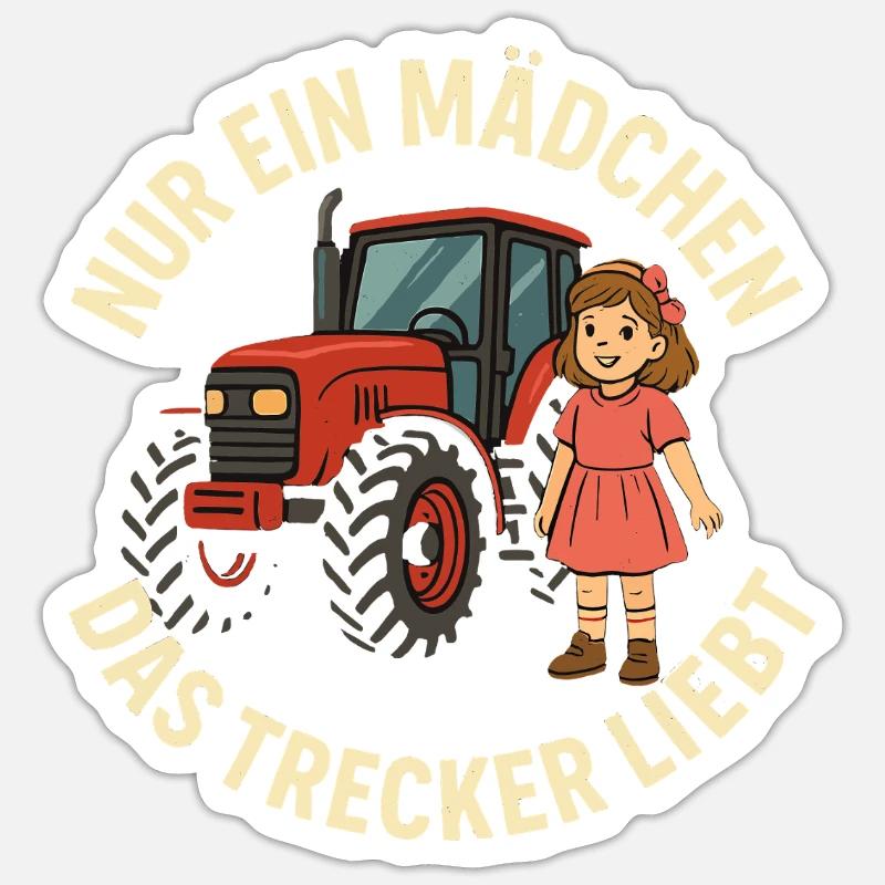Nur ein Mädchen das Trecker liebt - Sticker Größe S (10 x 10 cm) - Mattweiß