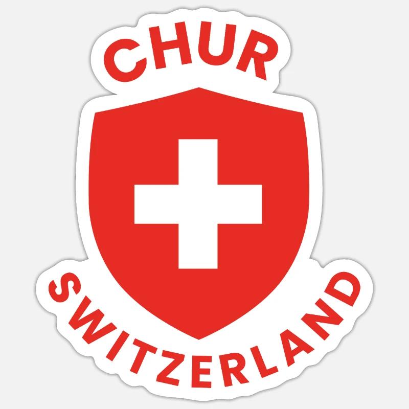 Chur Switzerland Shield-Design - Sticker Größe S (10 x 10 cm) - Mattweiß