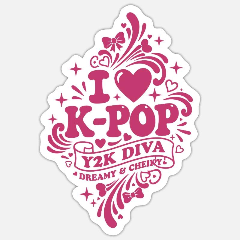 J’adore la diva K-Pop Y2K, rêveuse et coréenne Sticker taille S (10 x 10 cm)