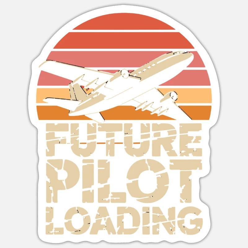 Future Pilot Loading Airplane Retro Sticker size S (10 x 10 cm)