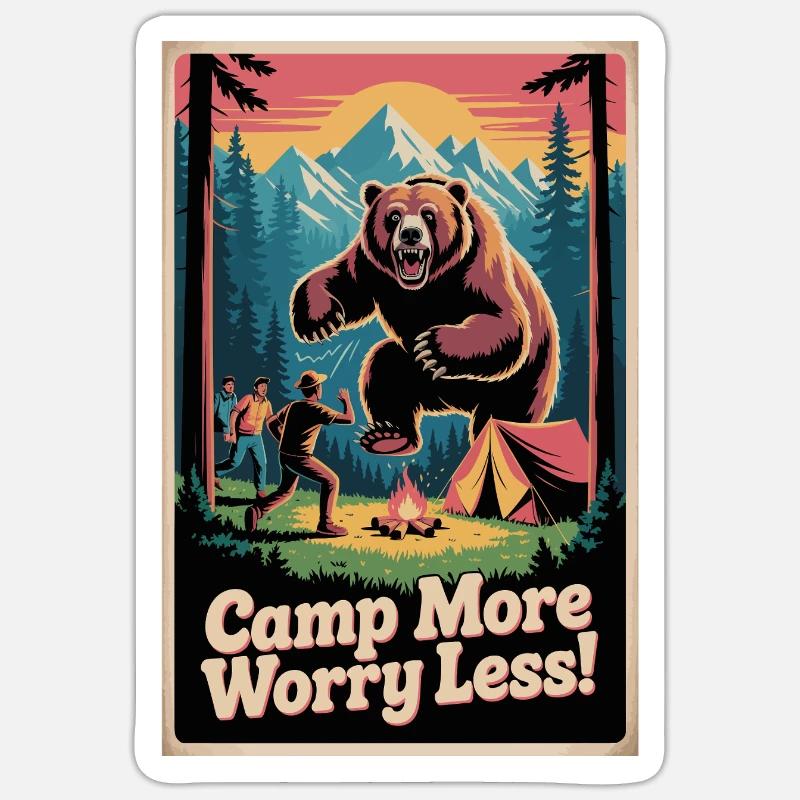 Camp Mach dir weniger Sorgen - Sticker Größe S (10 x 10 cm) - Mattweiß
