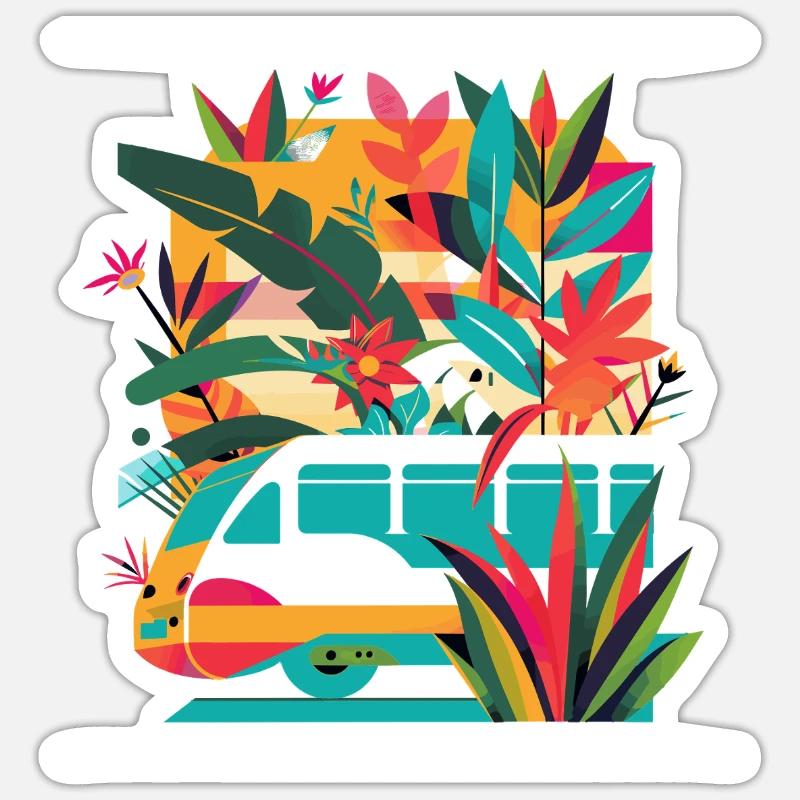 Eisenbahn Comic - Sticker Größe S (10 x 10 cm) - Mattweiß