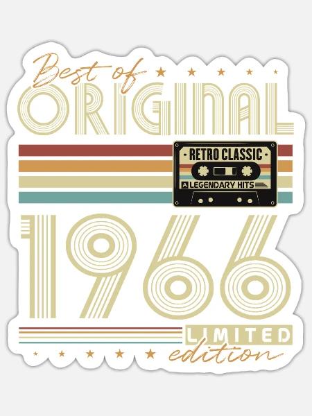 Original 1966 Jahrgang Vintage Geburtstag Retro - Sticker Größe S (10 x 10 cm) - Mattweiß