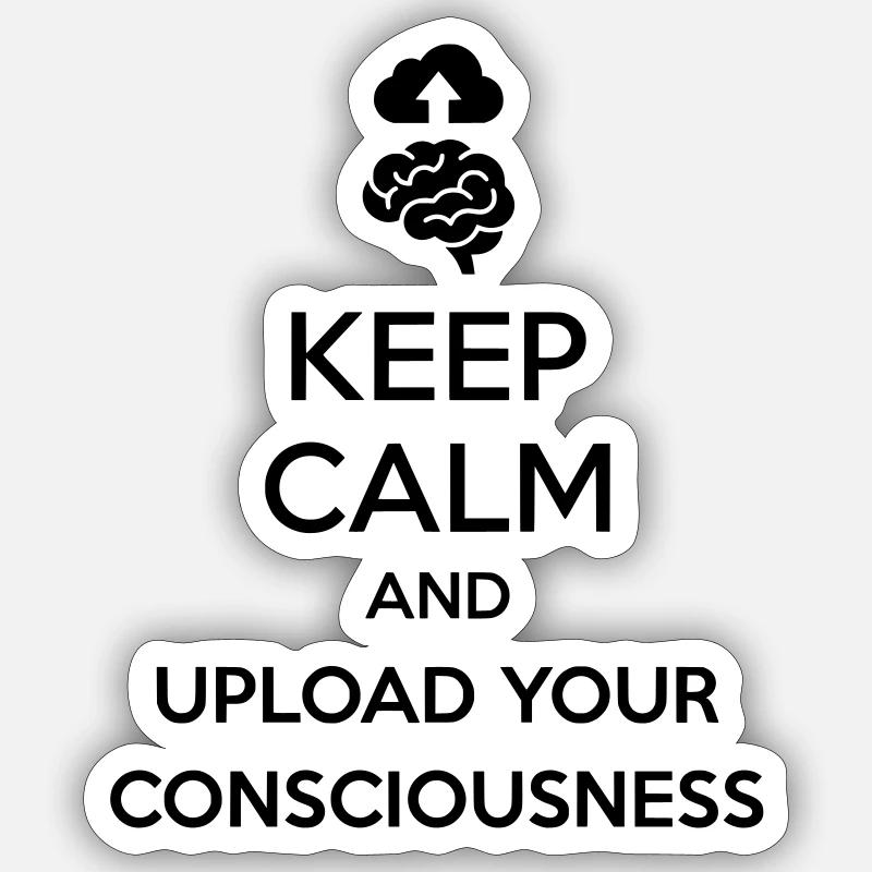 Lade dein Bewusstsein hoch – Sarkastischer Tech-Witz Sticker Größe S (10 x 10 cm)