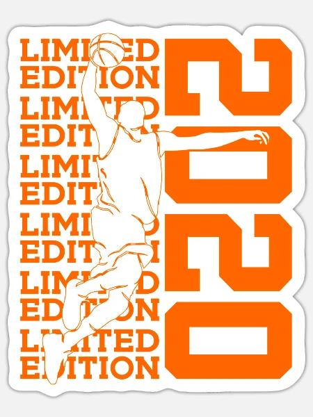LIMITED EDITION 2020 BASKETBALL 6. GEBURTSTAG - Sticker Größe S (10 x 10 cm) - Mattweiß