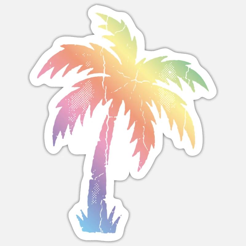 Palmier Multicolore Sticker taille S (10 x 10 cm)