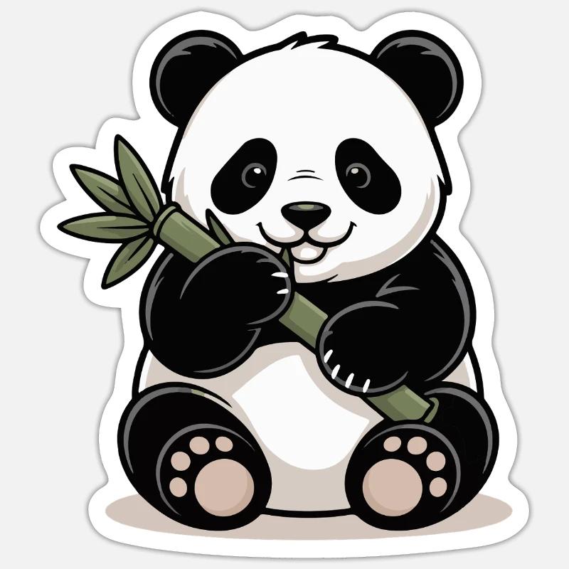 Panda Bambou - Sticker taille S (10 x 10 cm) - blanc mat
