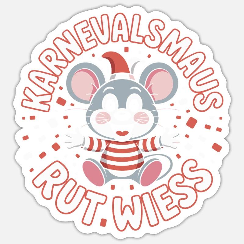 Karnevalsmaus Rut Wiess Köln Kölner Karneval Maus - Sticker Größe S (10 x 10 cm) - Mattweiß