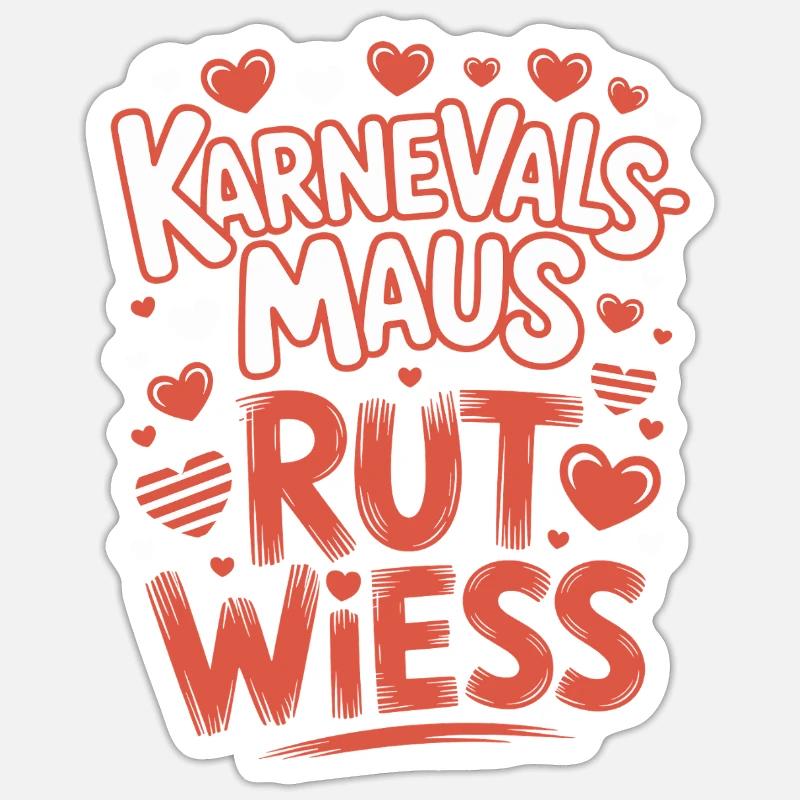 Karnevalsmaus Rut Wiess Köln Kölner Karneval Maus - Sticker Größe S (10 x 10 cm) - Mattweiß