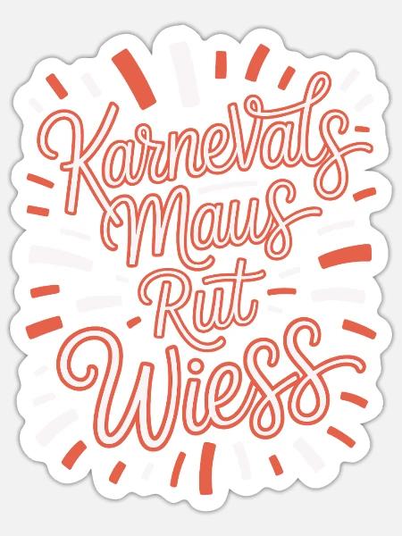 Karnevalsmaus Rut Wiess Köln Kölner Karneval Maus - Sticker Größe S (10 x 10 cm) - Mattweiß
