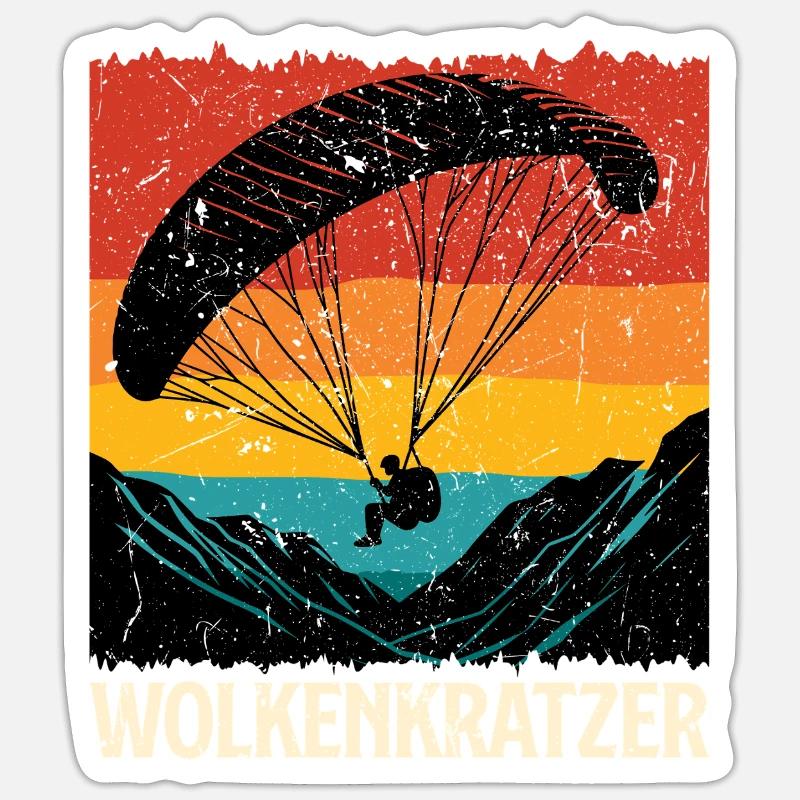 Paraglider SKYSCRAPER FUNNY - Sticker size S (10 x 10 cm) - white matte