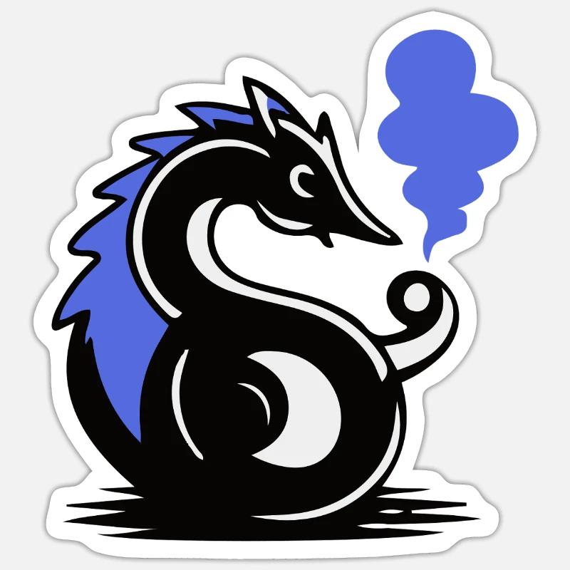 Blauer Glut-Seepferdchen Sticker Größe S (10 x 10 cm)